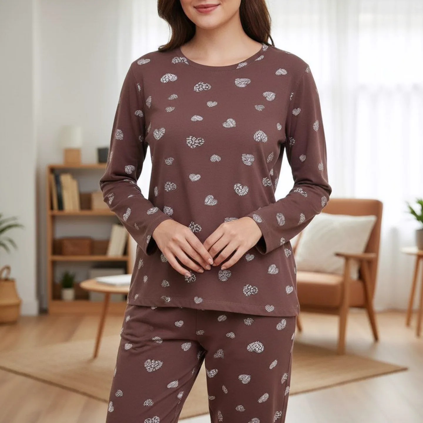 ست تیشرت و شلوار قلب پلنگی زنانه